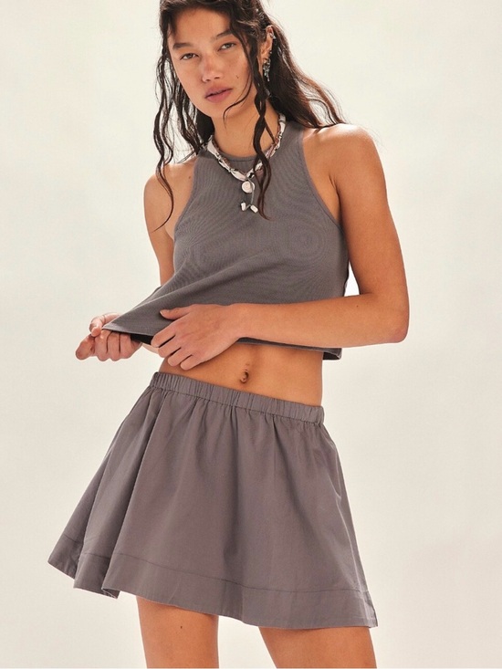 Free People Dresses & Skirts - Free People Gray Blue Crop Tank & Mini Skirt Matching Set XS